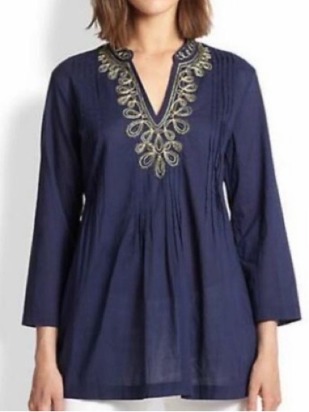 Lilly Pulitzer Navy Tunic with Gold Embroidery